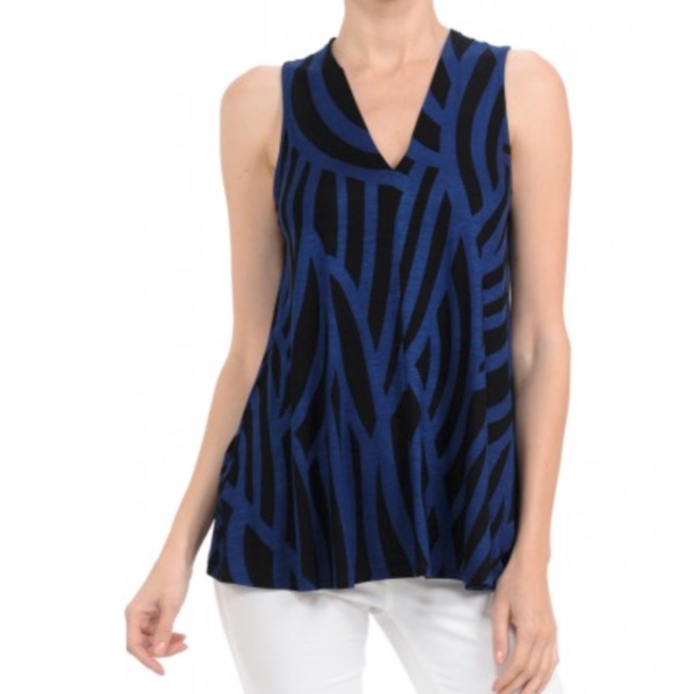 Hourglass Lilly V Neck Tunic Top-Navy/Black NWT